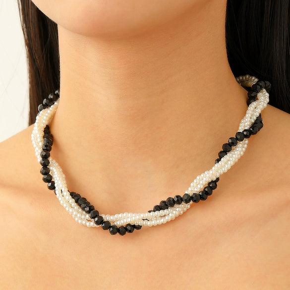 Multilayered Pearl Jewelry Set For Women Alloy Regular Chain Geometric Design