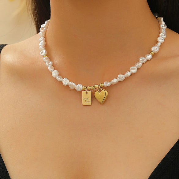 Multilayered Pearl Jewelry Set For Women Alloy Regular Chain Geometric Design