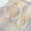 Multilayered Pearl Jewelry Set For Women Alloy Regular Chain Geometric Design
