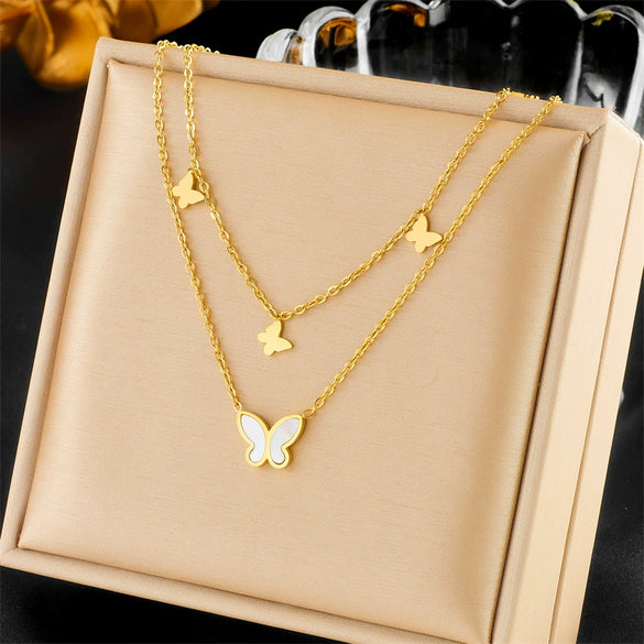 Multilayered Star Tree Of Life Stainless Steel Chain Necklace With Electroplating