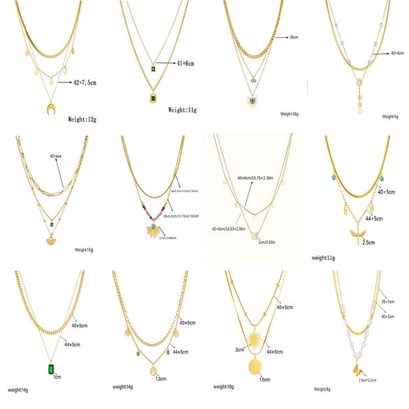 Multilayered Star Tree Of Life Stainless Steel Chain Necklace With Electroplating