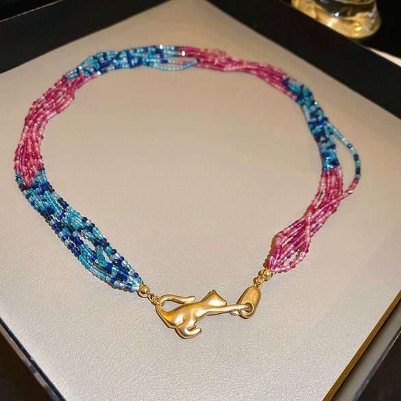 Multilayered Wrapped Artificial Crystal Necklace With Diamond Encrustment Forest Style Small Fresh Clavicle Chain High End Elegant Jewelry For Women