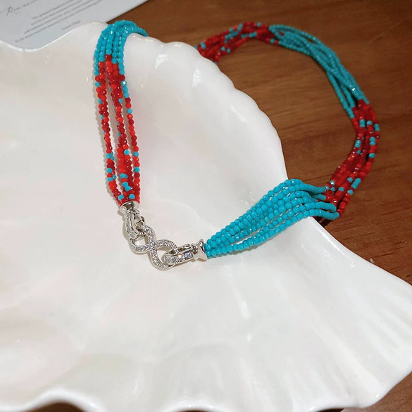 Multilayered Wrapped Artificial Crystal Necklace With Diamond Encrustment Forest Style Small Fresh Clavicle Chain High End Elegant Jewelry For Women