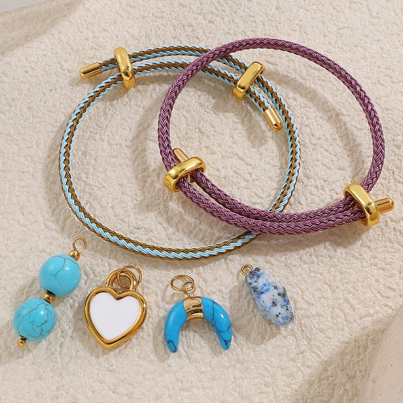 Multipendant Bracelet 316L Stainless Steel 18K Gold Plated Fashion Style