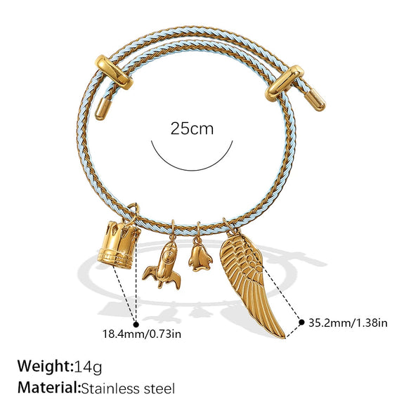 Multipendant Bracelet 316L Stainless Steel 18K Gold Plated Fashion Style