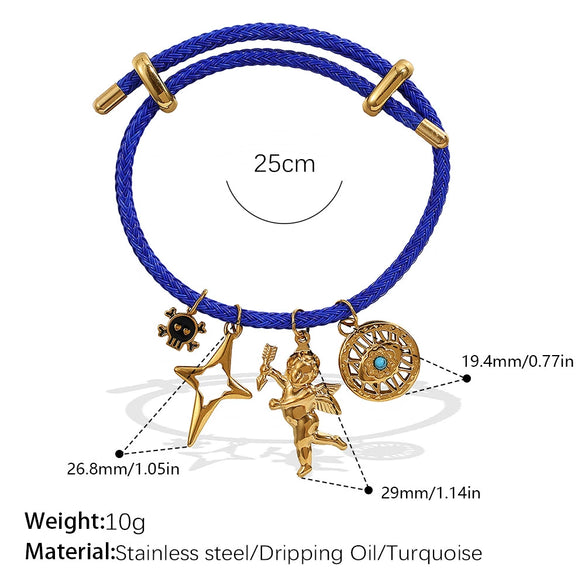 Multipendant Bracelet 316L Stainless Steel 18K Gold Plated Fashion Style