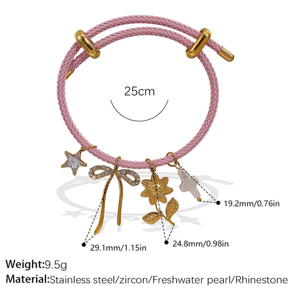 Multipendant Bracelet 316L Stainless Steel 18K Gold Plated Fashion Style