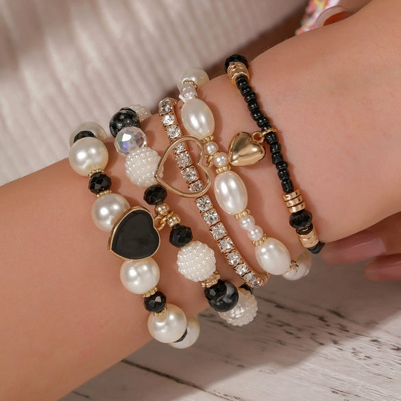 Multipiece Handmade Alloy Rice Beads Pearls Geometric Style Bracelets