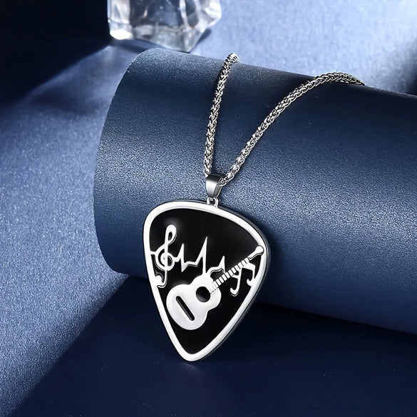 Musical Note Guitar Ushape Stainless Steel And Titanium Steel Polishing Jewelry Pendant Necklace