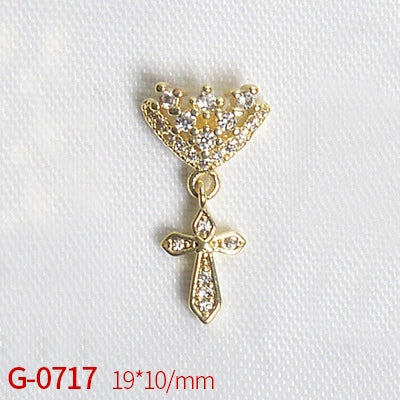 Nail Art Jewelry Metal Zircon Simple Style Flower Pattern Leaves Rabbit Pendant