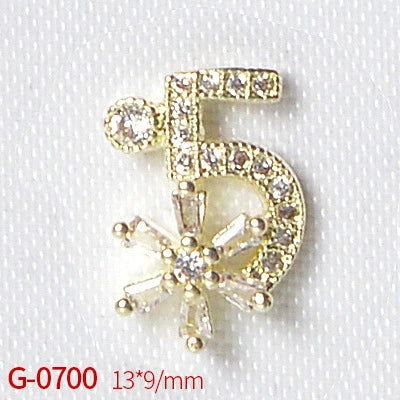 Nail Art Jewelry Metal Zircon Simple Style Flower Pattern Leaves Rabbit Pendant