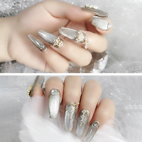 Nail Art Jewelry Metal Zircon Simple Style Flower Pattern Leaves Rabbit Pendant