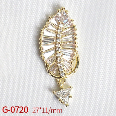 Nail Art Jewelry Metal Zircon Simple Style Flower Pattern Leaves Rabbit Pendant