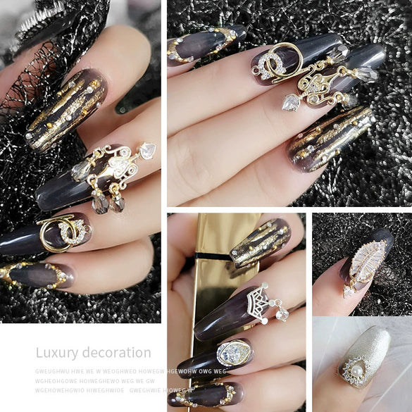 Nail Art Jewelry Metal Zircon Simple Style Flower Pattern Leaves Rabbit Pendant