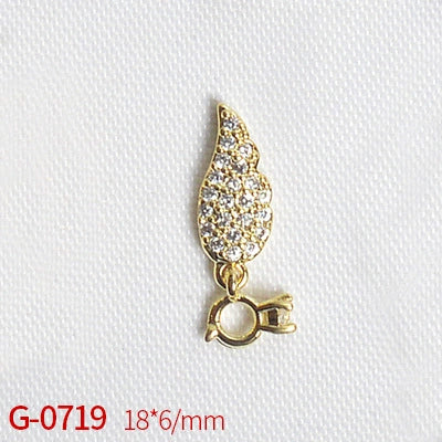 Nail Art Jewelry Metal Zircon Simple Style Flower Pattern Leaves Rabbit Pendant