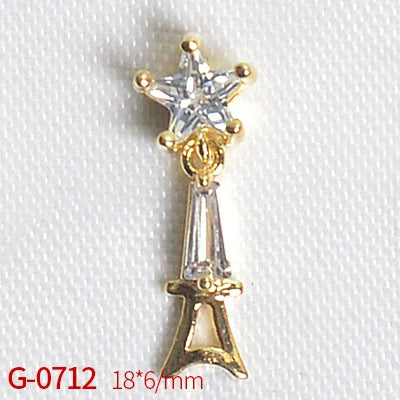 Nail Art Jewelry Metal Zircon Simple Style Flower Pattern Leaves Rabbit Pendant