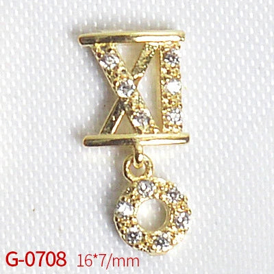 Nail Art Jewelry Metal Zircon Simple Style Flower Pattern Leaves Rabbit Pendant