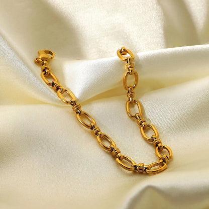 Narrow Chain Cross Buckle Bracelet 18k Gold-plated Stainless Steel Fashion Bracelet