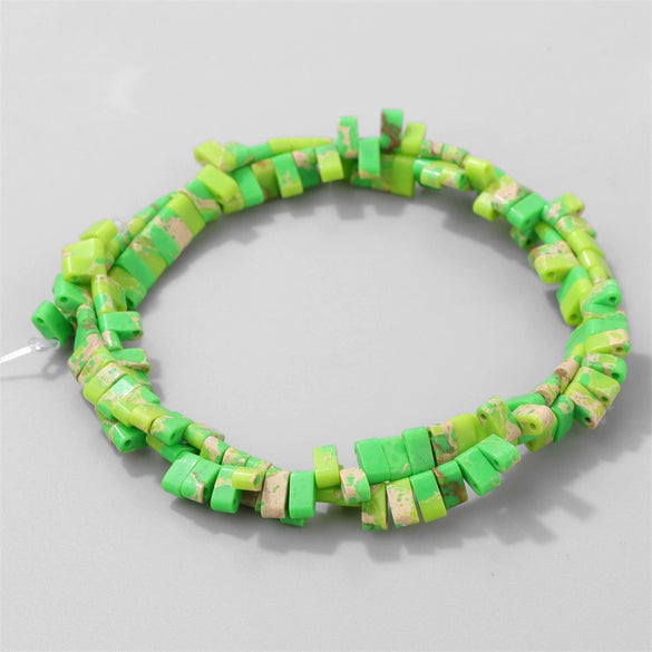 Natural Agate Rectangular Double Hole Beads Diy Handmade Beaded Bracelet Ring Decoration Accessories