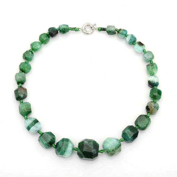 Natural Agate Rhombus Pendant Necklace With Stone Chain Medieval Style Creative Jewelry