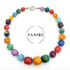 Natural Agate Rhombus Pendant Necklace With Stone Chain Medieval Style Creative Jewelry
