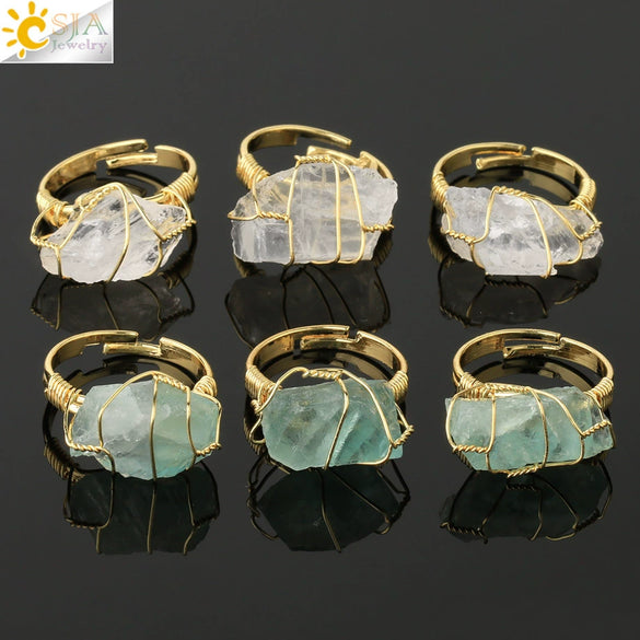 Natural Amethyst Crystal Gold Plated Geometric Open Ring Minimalist Adjustable Statement Jewelry For Women And Unisex Wear
