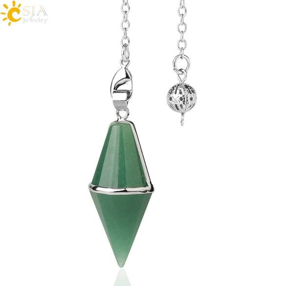 Natural Amethyst Crystal Pendulum Cone Pendant Minimalist Drop Shape Cut Stone Jewelry