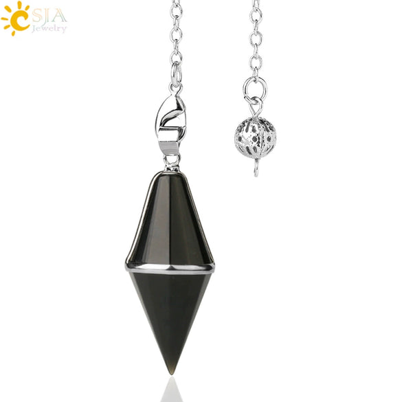 Natural Amethyst Crystal Pendulum Cone Pendant Minimalist Drop Shape Cut Stone Jewelry