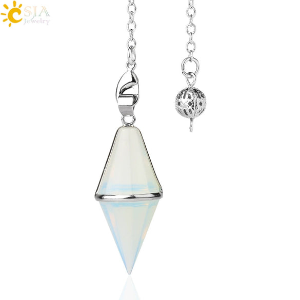 Natural Amethyst Crystal Pendulum Cone Pendant Minimalist Drop Shape Cut Stone Jewelry