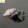 Natural Amethyst Crystal Pendulum Cone Pendant Minimalist Drop Shape Cut Stone Jewelry