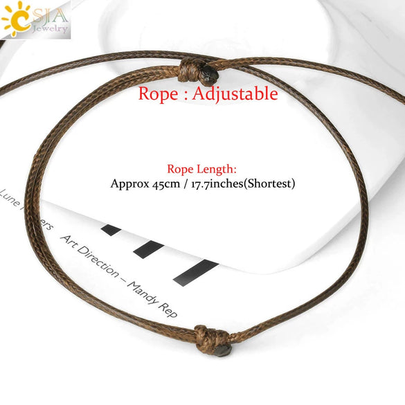 Natural Amethyst Pendant Necklace Handmade With Cowhide Rope Geometric Style