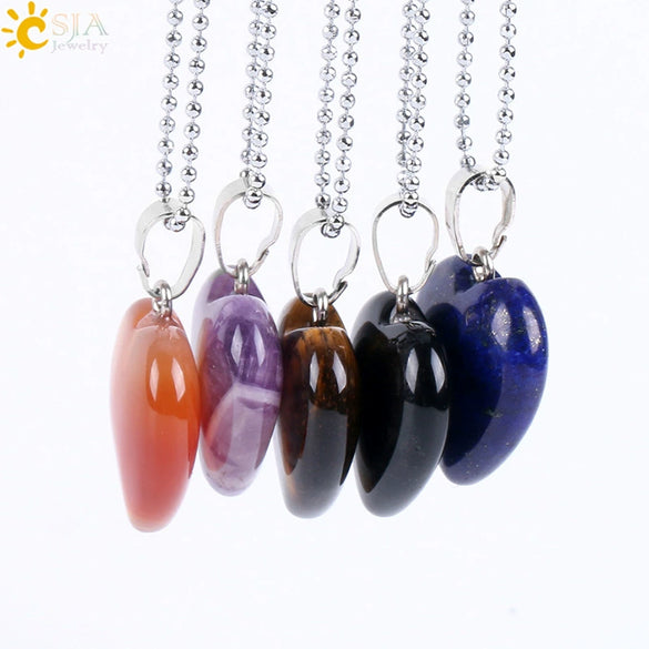 Natural Amethyst Stone Pendant Necklace With Copper Chain Elegant Holiday Gift Jewelry For Women