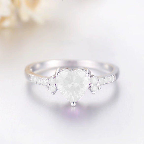 Natural Amethyst Zircon Silver Ring Fashion Wedding Heartshaped Colored Diamond Ring Jewelry  Sales