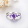 Natural Amethyst Zircon Silver Ring Fashion Wedding Heartshaped Colored Diamond Ring Jewelry  Sales