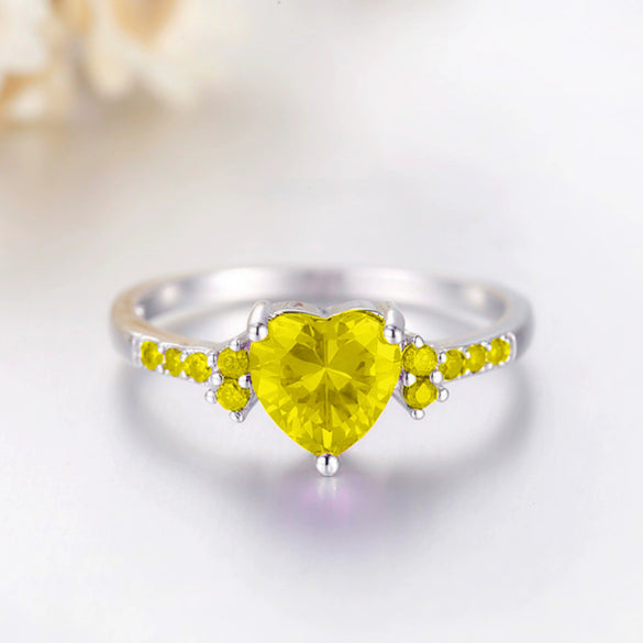 Natural Amethyst Zircon Silver Ring Fashion Wedding Heartshaped Colored Diamond Ring Jewelry  Sales