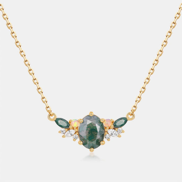 Natural Aqua Agate Women's S925 Silver Geometric Clavicle Necklace