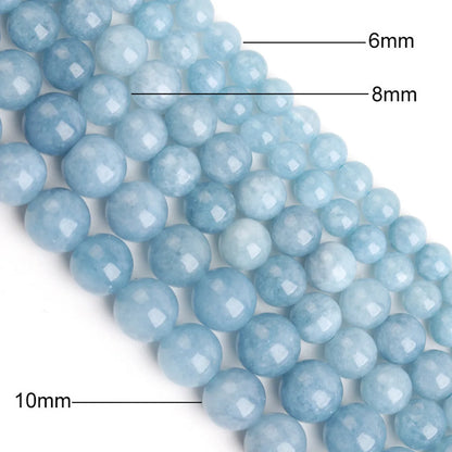 1 Set Diameter 4mm Diameter 6 Mm Diameter 8mm Hole 1~1.9mm Aquamarine Round Beads