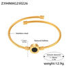 Natural Black Fritillaria Open Bracelet Stainless Steel Pvd Electroplated 18K True Gold Geometric Style Jewelry