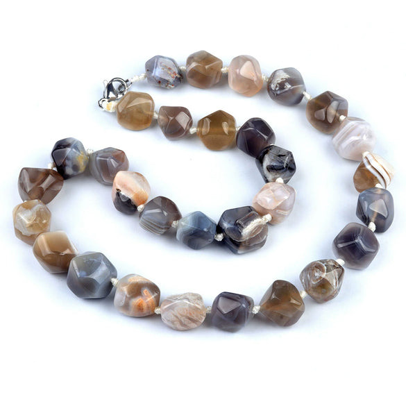 Natural Crystal Agate Jade Irregular Polished Necklace