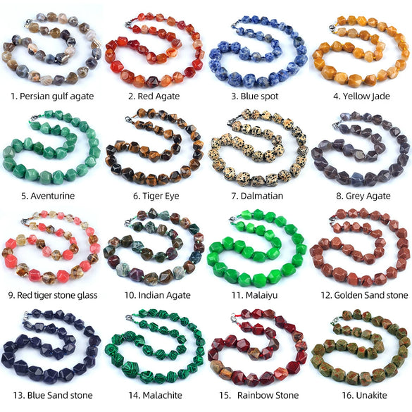 Natural Crystal Agate Jade Irregular Polished Necklace