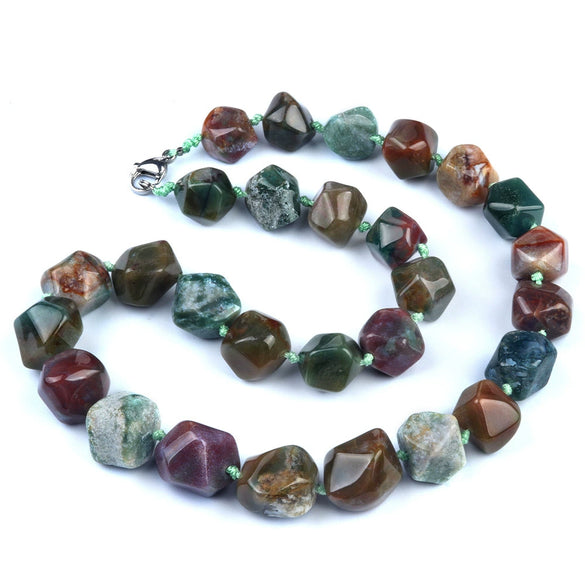 Natural Crystal Agate Jade Irregular Polished Necklace