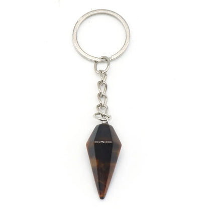 Natural Crystal Agate Stone Hexagonal Cone Key Chain Wholesale Nihaojewelry