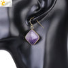 Natural Crystal Amethyst Geometric Earrings For Women With Electroplated Creative Style