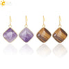 Natural Crystal Amethyst Geometric Earrings For Women With Electroplated Creative Style