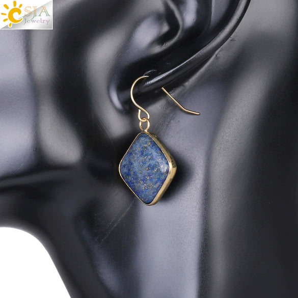 Natural Crystal Amethyst Geometric Earrings For Women With Electroplated Creative Style