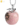 Natural Crystal Apple Pendant Alloy Necklace Women's Fashion Jewelry With Polishing Treatment