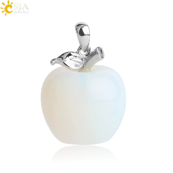 Natural Crystal Apple Pendant Alloy Necklace Women's Fashion Jewelry With Polishing Treatment