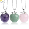 Natural Crystal Apple Pendant Alloy Necklace Women's Fashion Jewelry With Polishing Treatment