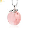 Natural Crystal Apple Pendant Alloy Necklace Women's Fashion Jewelry With Polishing Treatment