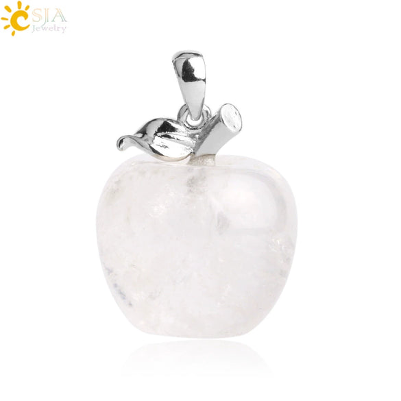Natural Crystal Apple Pendant Alloy Necklace Women's Fashion Jewelry With Polishing Treatment
